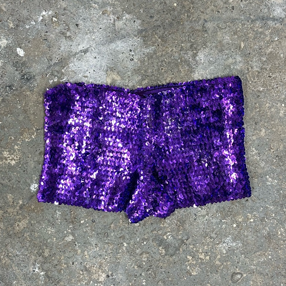 Vintage Purple Sequins Mini Shorts